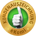 eKomi-Gütesiegel für Kundenauszeichnungen